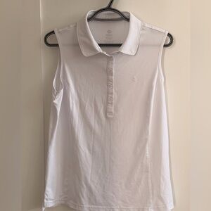 White Sleeveless Polo Tank Top